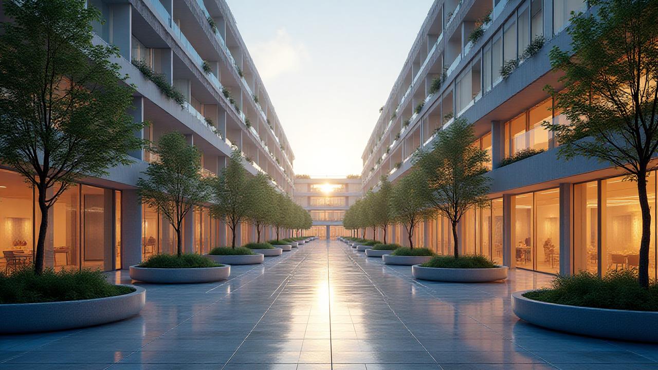 A high-tech sustainable urban environment conceptualized with AI-driven infrastructure.