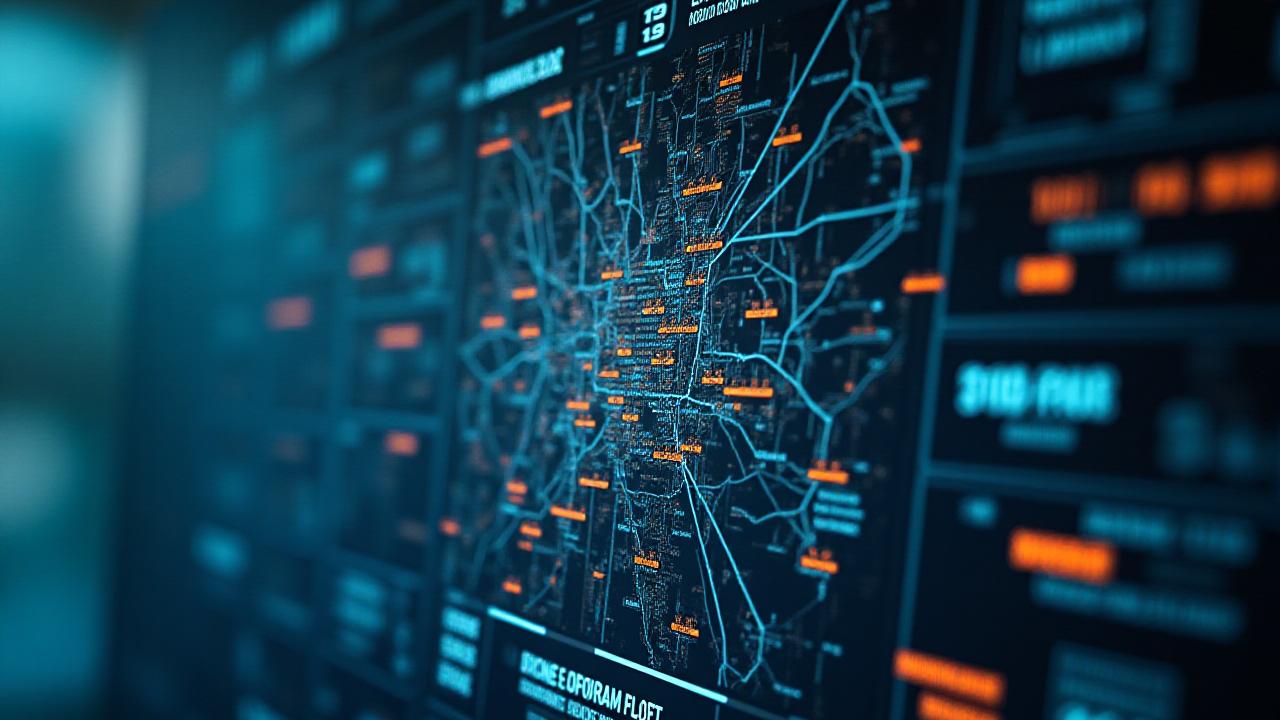 Interface mockup of the Unified Command Dashboard showing a city map with live resource tracking and AI-predicted risk zones.